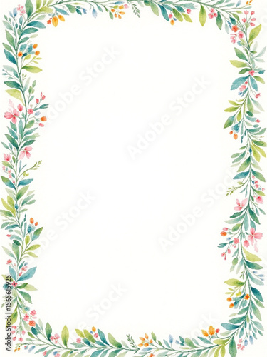 Wallpaper Mural watercolor floral frame with flowers and leaves Torontodigital.ca