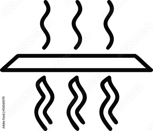 Black outline aroma icon with hot steam lines symbol