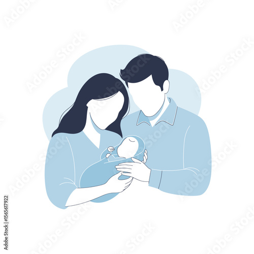 Family holding a newborn baby