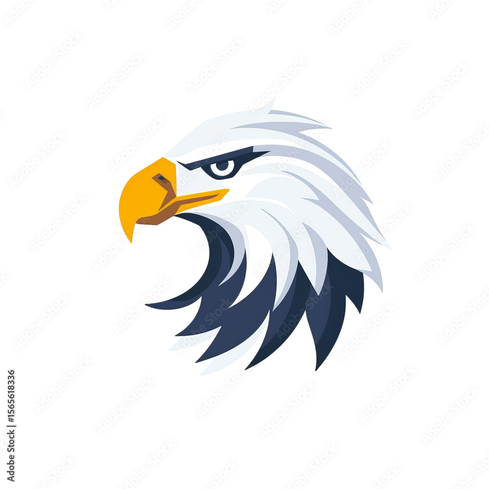 Obraz premium Stylized graphic of an eagle's head, featuring bold colors and sharp lines, exuding strength and freedom.