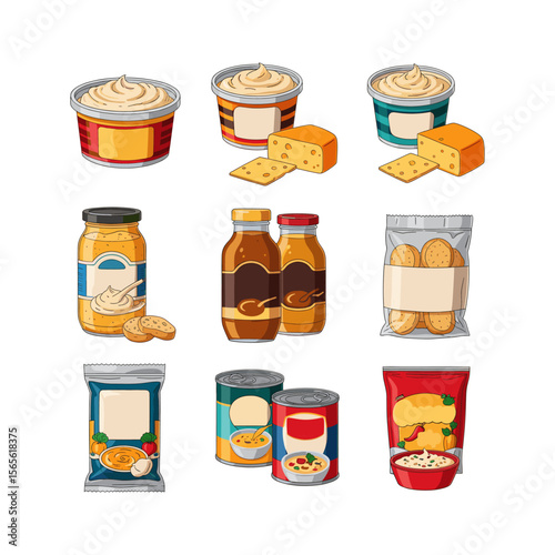 Assortment of Dips, Cheeses, Crackers, Snacks, and Soups