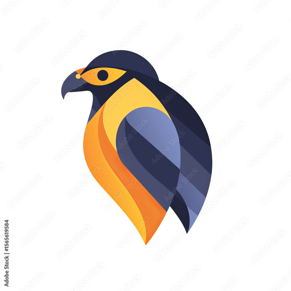 Obraz premium Stylized graphic illustration of a bird with vibrant colors and smooth curves.