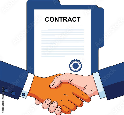 Contract agreement vector: business deal illustration
