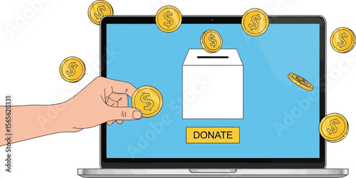 Online donation vector: donate money, charity, and fundraising