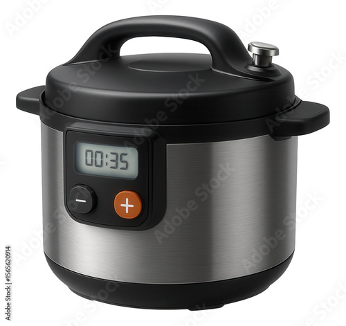 A pressure cooker with a built-in timer to prevent overcooking, useful for a beginner cook in an apartment.