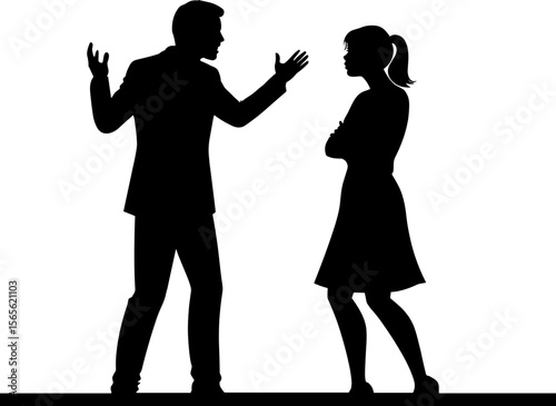 Man and woman arguing in silhouette representing conflict  