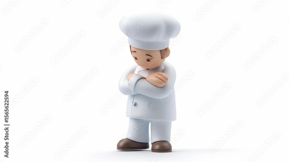 Depressed Cartoon Chef, Sadness in 3D Animation Depressed Cartoon Chef, Sadness in 3D Animation