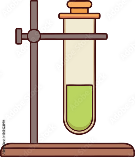 Scientific experiment test tube with stand for chemical laboratory use vector illustration