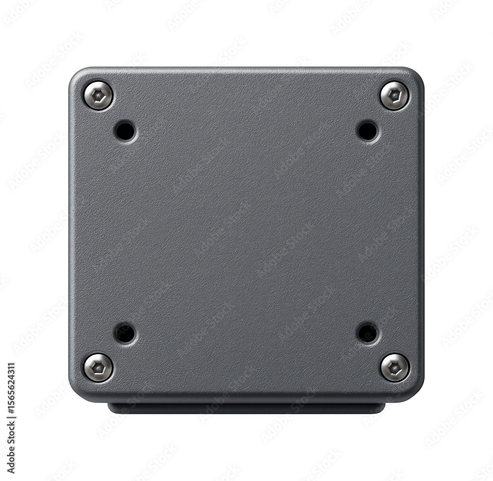 Obraz premium A metal junction box with a powder-coated finish, suitable for garage electrical installations.