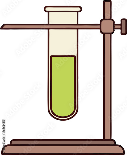 Lab equipment holding a test tube with green liquid inside vector illustration