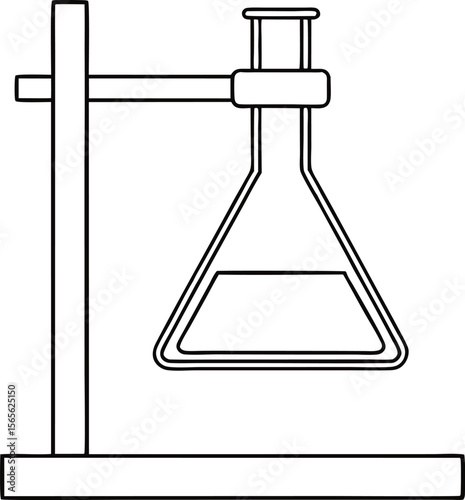 Laboratory equipment setup an Erlenmeyer flask on the support stand vector illustration