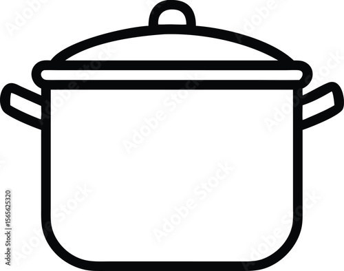 Cooking pot with lid line art illustration for culinary designs and menus