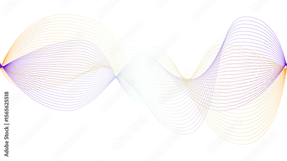Fototapeta premium Vector curvy abstract line art wavy flowing dynamic colorful lines white background in concept music or sound, wave, wind, information flow 