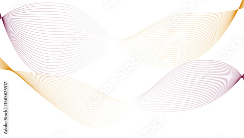 Vector curvy abstract line art wavy flowing dynamic colorful lines white background in concept music or sound, wave, wind, information flow	