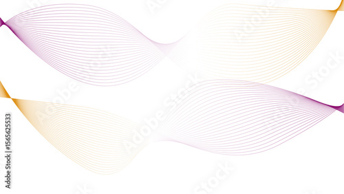 Vector curvy abstract line art wavy flowing dynamic colorful lines white background in concept music or sound, wave, wind, information flow	
