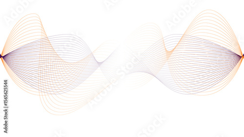 Vector curvy abstract line art wavy flowing dynamic colorful lines white background in concept music or sound, wave, wind, information flow	