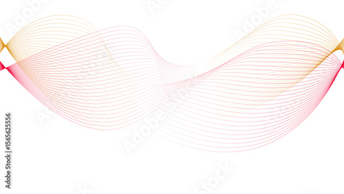Vector curvy abstract line art wavy flowing dynamic colorful lines white background in concept music or sound, wave, wind, information flow	