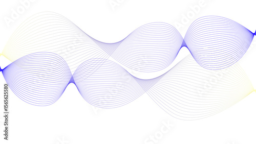 Vector curvy abstract line art wavy flowing dynamic colorful lines white background in concept music or sound, wave, wind, information flow	