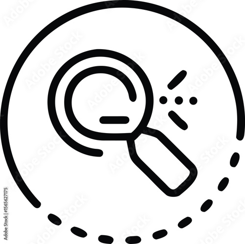 Decrease outline icon with circular dotted border for ui designs