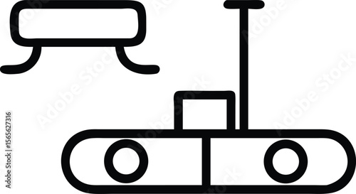 Delivery robot and camera outline icon for delivery company application