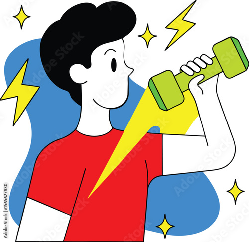 Man lifting dumbbell energetic vector illustration gym workout design fitness vector illustration