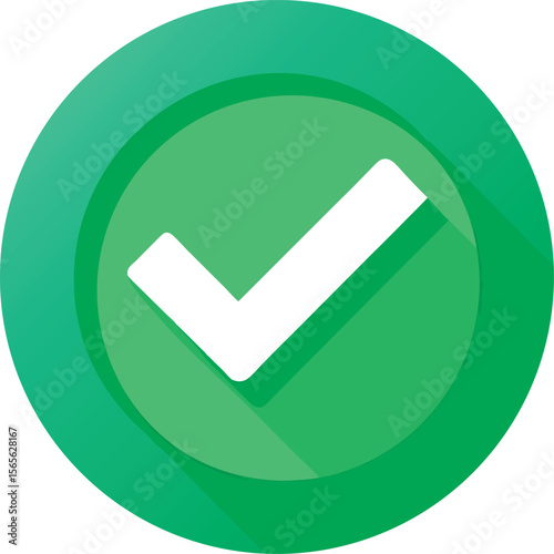 Green  Check mark button on a white background
