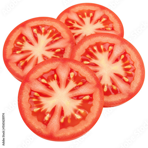 Wallpaper Mural Four freshly sliced red tomato rounds isolated on transparent background Torontodigital.ca