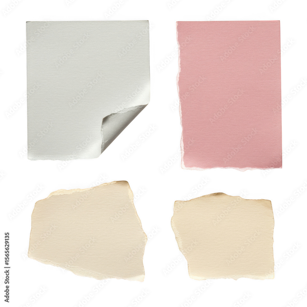 custom made wallpaper toronto digitalFour torn paper pieces in various colors and textures isolated on transparent background