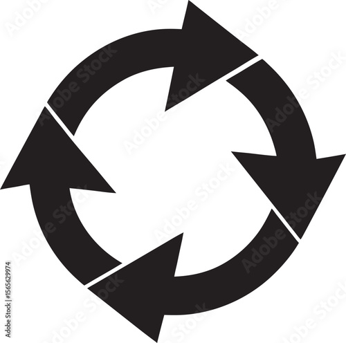 Circular arrow diagram representing a continuous cycle or process with four segments on a white background