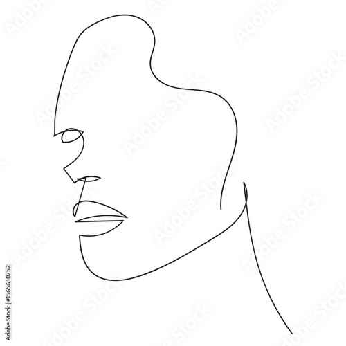 Abstract One-Line Drawing of a Woman's Face Minimalist Line Art Portrait