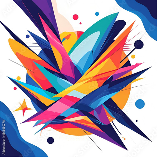 Abstract Colorful Explosion Vibrant Geometric Art Design