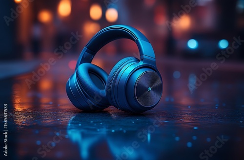 Studio Vibes Modern Headphones in a City Night Scene