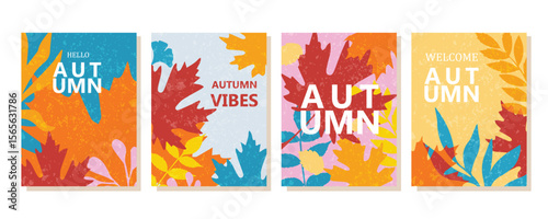 Modern design template set in trendy style for autumn season