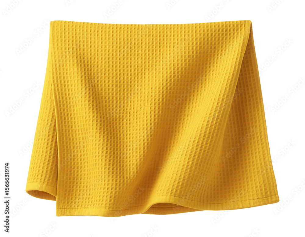 A simple, waffle-textured bedspread in a sunny yellow, bringing a cheerful vibe to a small apartment's guest room.