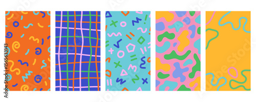 collection of textured vector backgrounds with colorful simple and fun repeating patterns