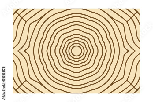 Brown concentric rings pattern on beige with symmetrical lines space around the edges