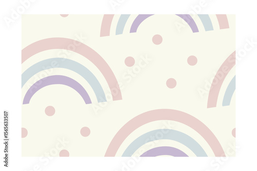 Pastel rainbow pattern with soft colors circular shapes on a cream pink