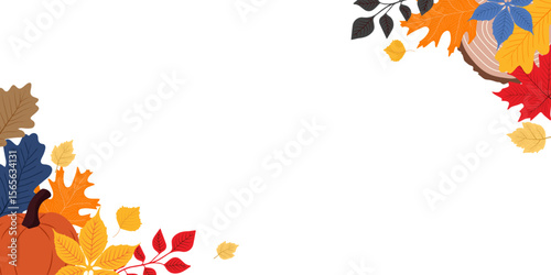 autumn fall background with various autumn leaves decoration