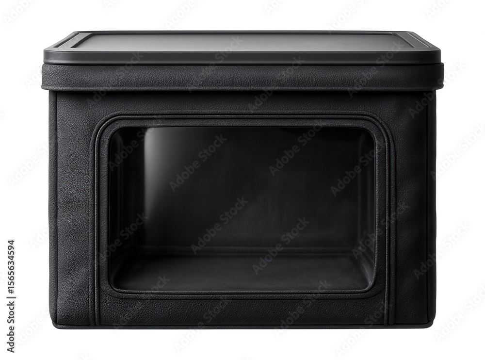 Obraz premium Stackable fabric storage box with a transparent window for visibility in a garage.