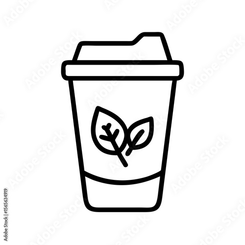 Coffee cup with autumn wrap, transparent background, graphic design