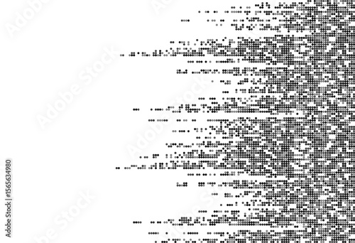 Halftone Dots Abstract Vector Background, Black and White Digital Pixel Pattern