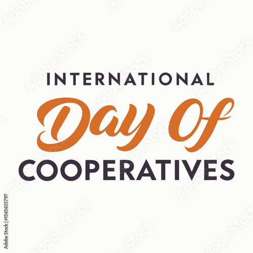 International Day of Cooperatives Typography Design in Purple and Orange on White Background