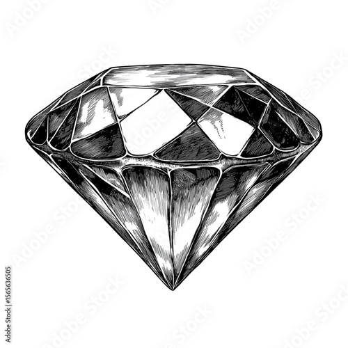 Vintage Illustration of Diamond Shape and Cut, Hand drawing Engraving, Vector Illustration Isolated on a white background.