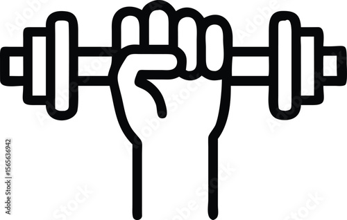 Hand gripping barbell illustration for fitness training and strength workout minimalist style
