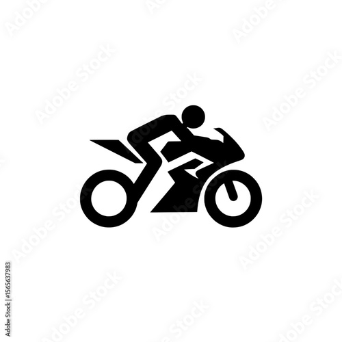 Racing Motorcycle Icon – Dynamic Minimalist Motorsport Vector
