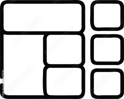 Handdrawn layout illustration with multiple content blocks and rounded corners for website design