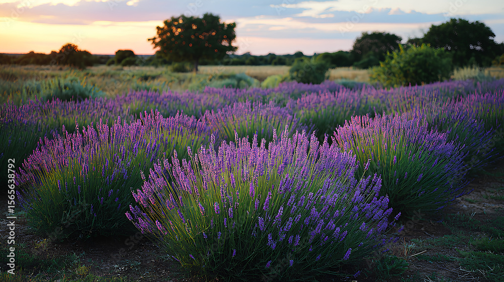 Obraz premium Lavender field in Provence in sunset