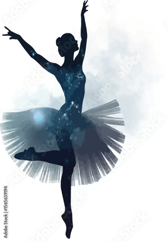 Graceful Ballerina Performing a Dramatic Pose Surrounded by Mist in an Elegant Dance Scene Capturing the Beauty, Strength, and Emotion of Ballet