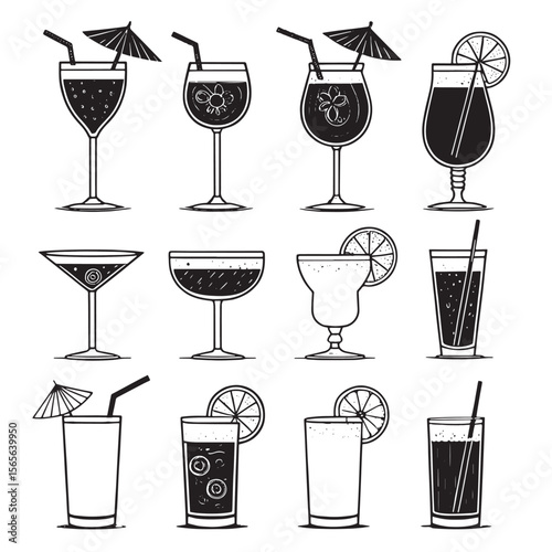 Chilled Summer Drinks Icon Collection Vector.AI/EPS/PNG