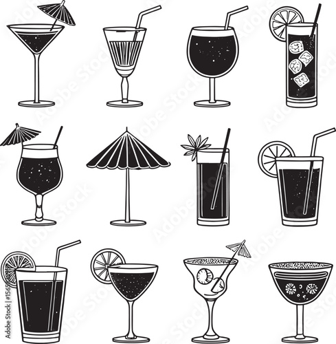 Chilled Summer Drinks Icon Collection Vector.AI/EPS/PNG